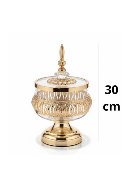Generic A luxurious gold-plated bowl with a high-quality crystal lid - 30 cm ...