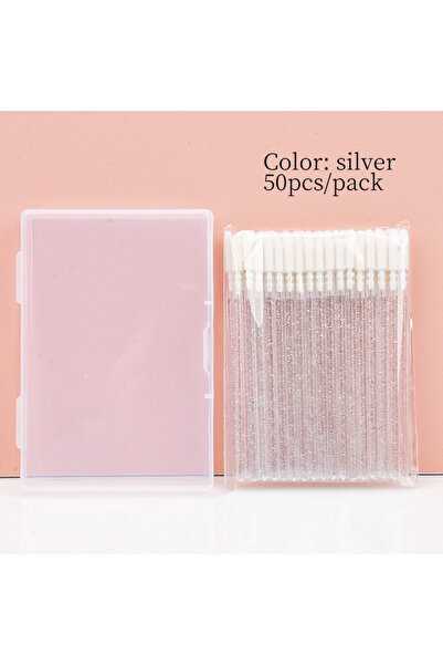 Choice1 Silver 50 Pcs /Box Disposable Cosmetic Lip Brush Lipstick Lip Glossy ...