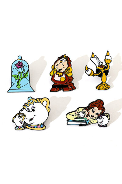 Choice 5 قطع من دبابيس بروش كرتونية لشخصيات الجميلة والوحش، تتضمن بيل اللطيفة...