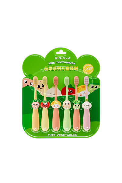 Choice 6 قطع فرشاة أسنان للأطفال بتصميم خضراوات كرتونية، تنظف الفم بلطف للأطف...