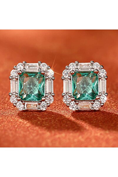 Choice E4686 Huitan Princess Shaped Women Stud Earrings Inlaid Bright Green C...