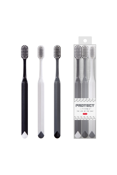 Choice فرشاة أسنان فاخرة ناعمة الشعيرات، عبوة من 3 قطع، ألوان أسود وأبيض ورما...