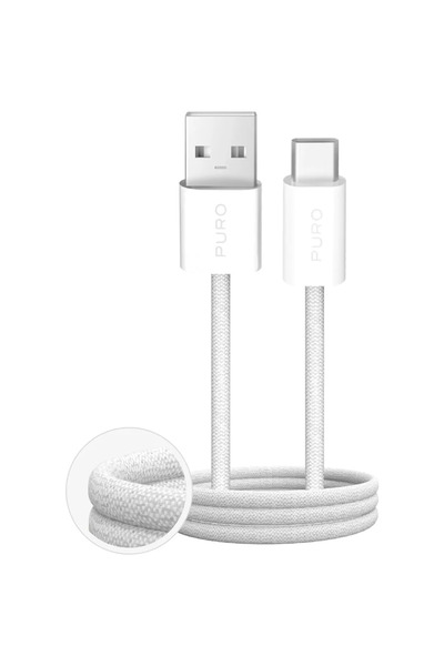 Puro Kabel Fabrik 2.0 10W USB-A - USB-C cu o opțiune de 1,5 m - biał