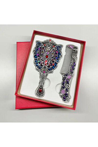 Choice Ancient tin color Creative Retro Peacock Open Screen Small Mirror Hand...