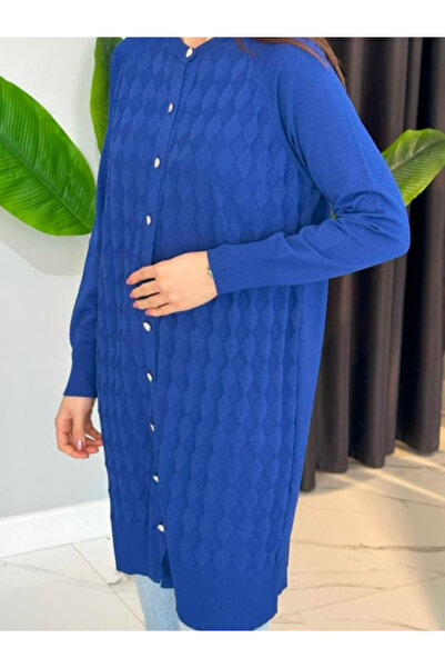 NUSS TRİKO Women's Cardigan Black Diamond Patterned 305