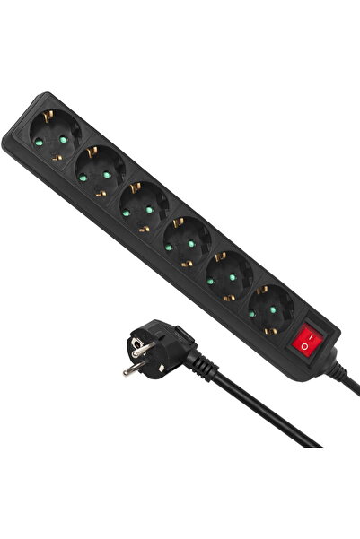 Maclean Energy MCE195G - Cutie de priză cu 6 prize, 5 m, neagră