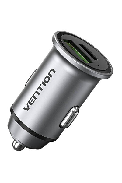 Vention Încărcător auto cu două porturi FFBH0 USB A+C (18/20) Gri