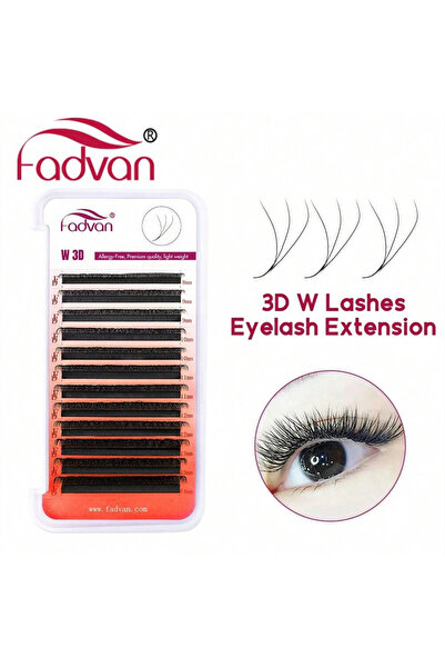 Choice1 وصلات رموش فادفان ثلاثية الأبعاد على شكل حرف W، مقاس 9 مم، 0.07 مم، ج...