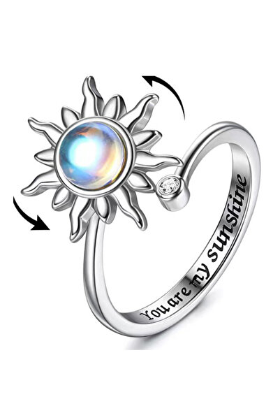 Choice خاتم قابل لتغيير المقاس - 529 خاتم دوار مزين بنقش زهرة عباد الشمس للنس...
