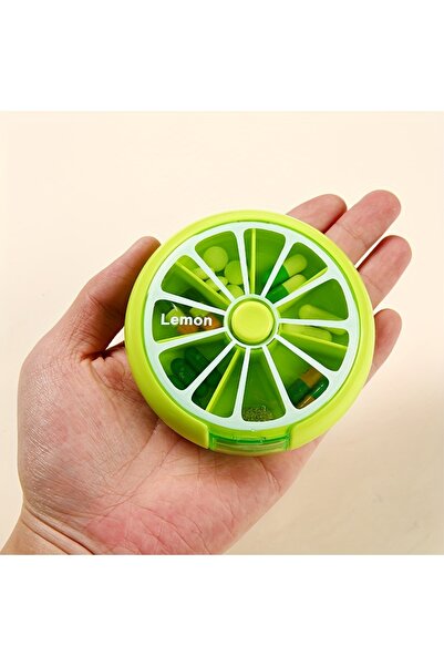 Choice5 علبة أدوية دوارة محمولة على شكل فاكهة خضراء، قطعة واحدة، سبع خانات، ع...