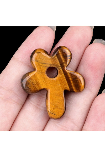 Choice قلادة زهرة من حجر عين النمر الطبيعي، قطعة واحدة، من حجر الجمشت وعين ال...