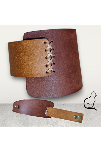 elemeğim El Yapımı Doğal Hakiki Deri Bileklik Taba-Naturel ton-Unisex-Zamansı...