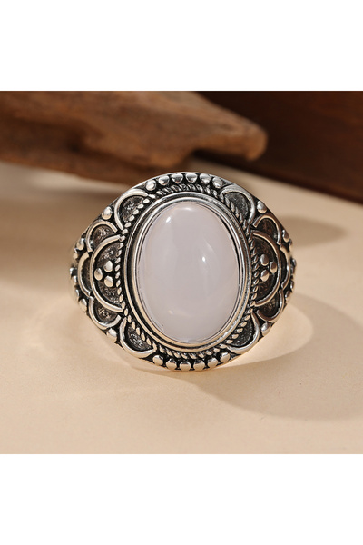 Choice 10 B107 Boho Moonstone Ring - Rainbow Moonstone Silvery color Ring Sta...