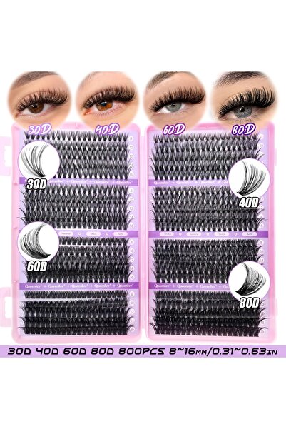 Choice 800 قطعة من الرموش الصناعية كوين آيس باللون البنفسجي، 800 قطعة بأطوال ...