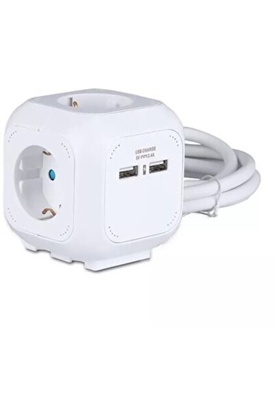 Generic CUBIC EXTENSION CORD 3X1.5MM 1.4M 4 WAYS 16A + 2 USB 2.1A