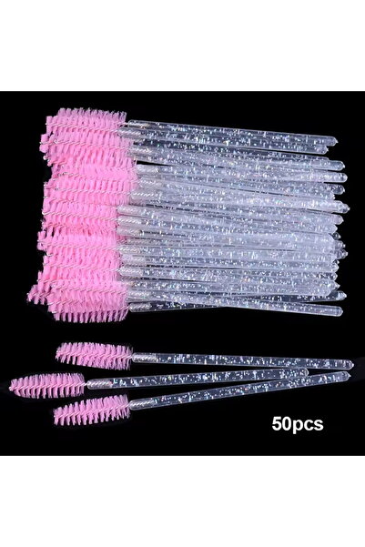 choice2 50P pink Disposable Eyelash Brush – Crystal Handle Portable Eyebrow &...