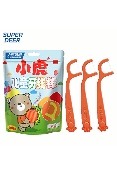 Choice 100 Sticks Childrens Dental Floss Barrel Colored Floss For Children Cu...