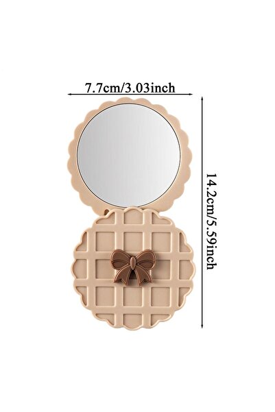 Choice Beige Pocket Mirror Waffle Pattern Pocket Makeup Mirrors Round Makeup ...