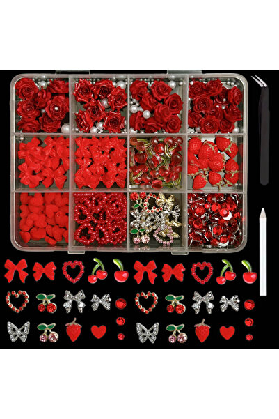 Choice M9070-12 1Box 3D Festive Simulated Cherry Resin Nail Charms Sweet Rose...