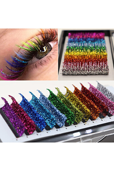 choice2 14 مم، 0.10 مم، 12 لونًا، رموش صناعية لامعة عصرية، كريستالية، ملونة، ...