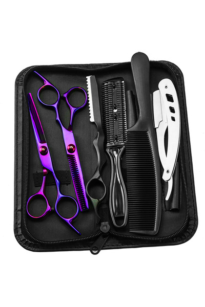 Choice1 مجموعة مقصات شعر احترافية من الفولاذ المقاوم للصدأ من بيربل 6 في 1 - ...