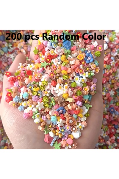 Choice 200 زهرة صغيرة، تشكيلة من خرز الزهور والنجوم الصغيرة - خرز راتنجي نابض...