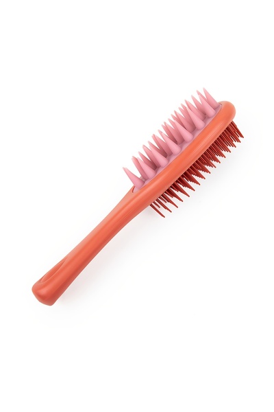 Choice فرشاة تدليك فروة الرأس صفراء اللون ذات مقبض طويل ووجهين - شعيرات سيليك...