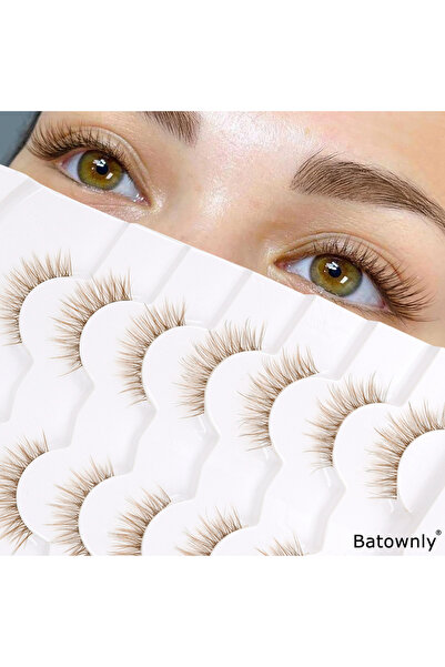 Choice1 Brown-SHJ-2505 7 Pairs of Brown False Eyelashes C Curly Transparent S...