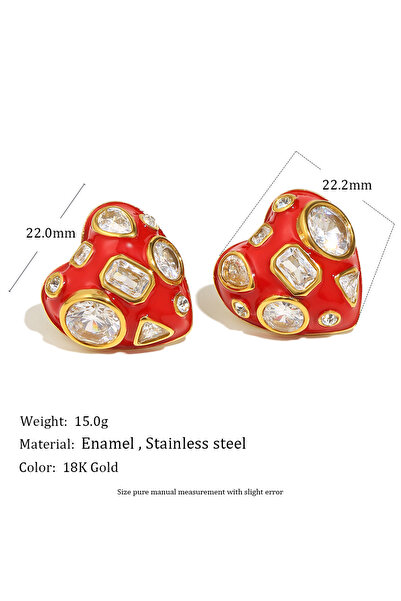 Choice أقراط دائرية مرصعة بالزركون على شكل قلب من الفولاذ المقاوم للصدأ 316L ...