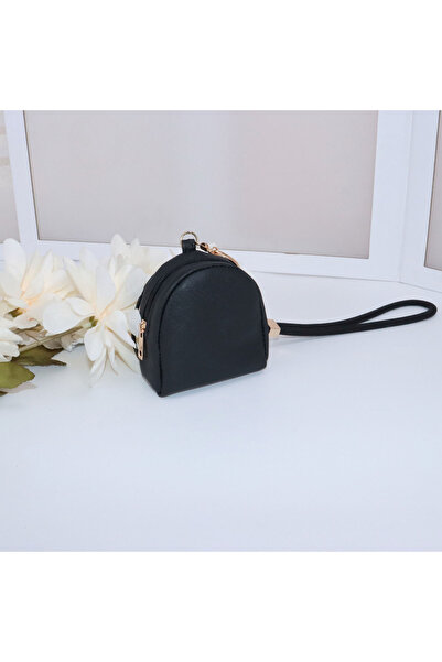 Choice black Mini Backpack Keychain Wrist Keychain Cute Cosmetic Bag PU Leath...