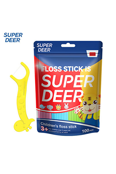 Choice ١٠٠ قطعة من خيوط تنظيف الأسنان للأطفال، ١٠٠ عود، خيوط ملونة لتنظيف أسن...