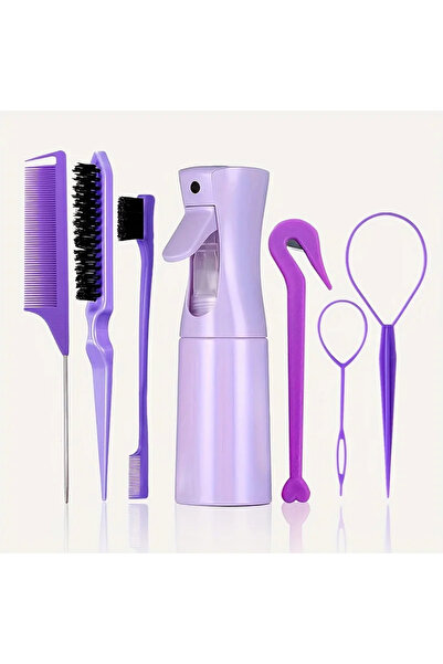 Choice مجموعة 7 قطع بنفسجية، إكسسوارات تجميل الشعر، فرشاة شعر ذات شعيرات دقيق...