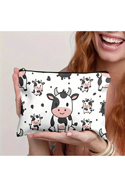Choice A A White black and white cow cosmetic bag - cute multifunctional zipp...