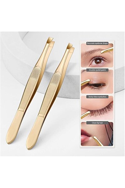 Choice قطعة واحدة من ملقط الحواجب المصنوع من الفولاذ المقاوم للصدأ الذهبي، بن...