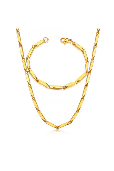 Choice 50cm and 21cm Gold Color Gold Color Stainless Steel 3mm Irregular Link...