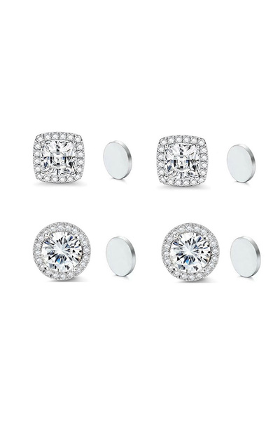 Choice طقم زاكول الجديد بلون فضي، زوج واحد من مشابك الأذن المغناطيسية المصنوع...