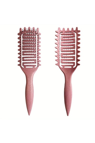 Choice 1Pc Pink Curl Define Styling Brush Hollow Boar Bristle Detangling Hair...