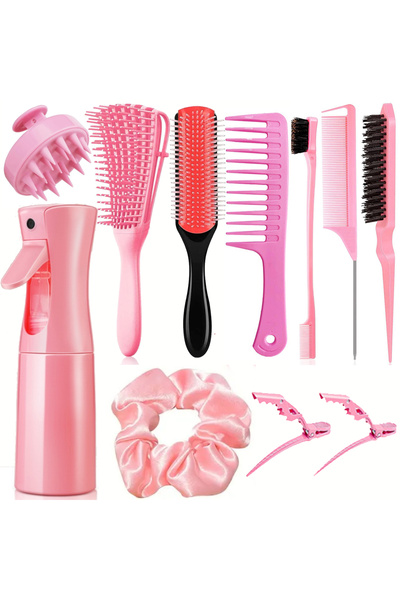 Choice 11pcs-pink comb 11pcs Hair Care Kit for Wet Dry Curly Hair - Curl Enha...