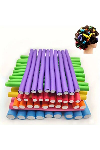 Choice مجموعة من 10 بكرات شعر مرنة بدون حرارة بألوان عشوائية - قضبان تجعيد شع...