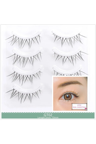 choice2 GT02، 4 أزواج من الرموش الصناعية الطبيعية، شريط رفيع، مصنوعة يدويًا، ...