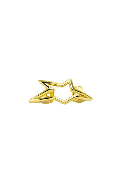 Choice golden Y2K Cyber Punk Glossy Geometric Star Pentagram Tooth Caps Irreg...