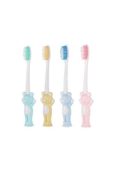 Choice 4 قطع من فرش أسنان الأطفال بتصميم دببة كرتونية، بشعيرات ناعمة للغاية، ...