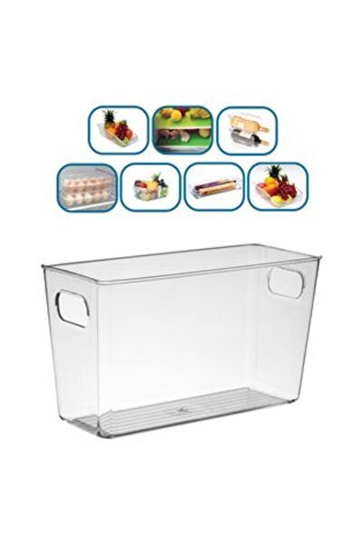 SHOPIENS Organizator transparent din plastic pentru frigider 26 x 10 x 16 cm