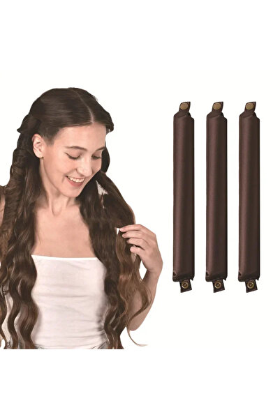 Choice 3 قطع من بكرات تجعيد الشعر البنية بدون حرارة، مصنوعة من الساتان، لتجعي...