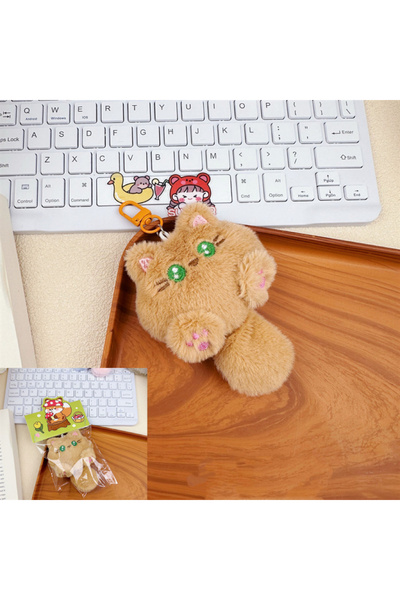 Choice سلسلة مفاتيح على شكل قطة كرتونية لطيفة طويلة الذيل، مصنوعة من القطيفة،...