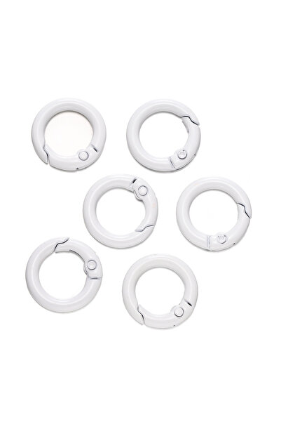 Choice 5 قطع من حلقات معدنية ملونة على شكل حرف O، بيضاء اللون، مقاس 25 مم، مز...