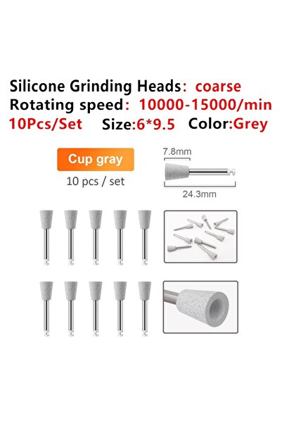 Choice1 10pcs Cup Gray 10pcs/bag Dental Silicone Grinding Heads Polishing Bur...