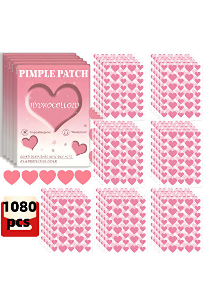 Choice 1080 قطعة من لصقات حب الشباب الوردية على شكل قلب، لصقات حب الشباب للوج...