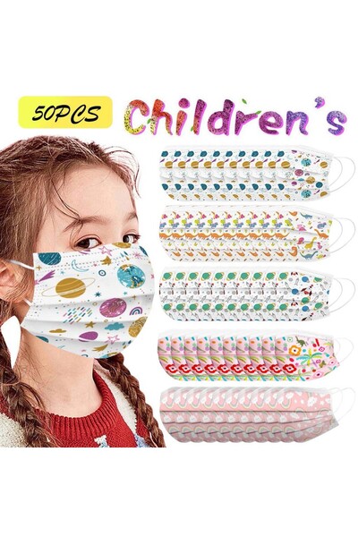 Choice 50PCS 50pcs Cartoon Kids Disposable Mask 3 Layer Child Filter Hygiene ...