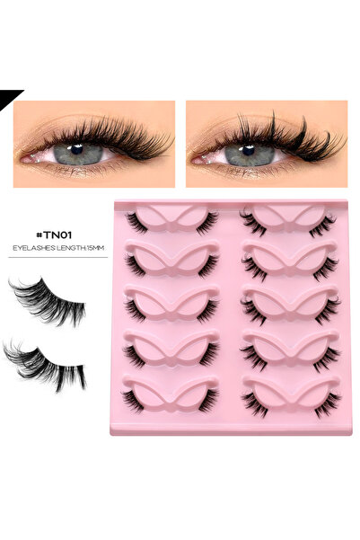 Choice1 10 Pairs-TN01 Lasvirey Half Eye Lashes 5/10 Pairs Natural Cat Eyelash...
